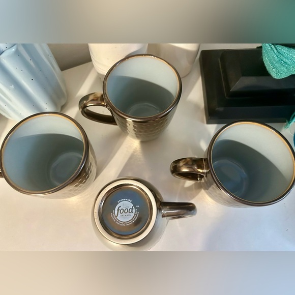 4 Food Network “Angelica” bronze, metallic mug with light blue inside. 4” - Picture 5 of 15